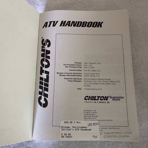 ATV Handbook Haynes Repair Manuals Paperback By Chilton 1999 Christopher Bishop - Picture 9 of 15